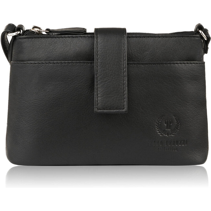 Paolo Peruzzi Dámska kožená kabelka cez rameno malá SI-39-BL | čierna 57878181