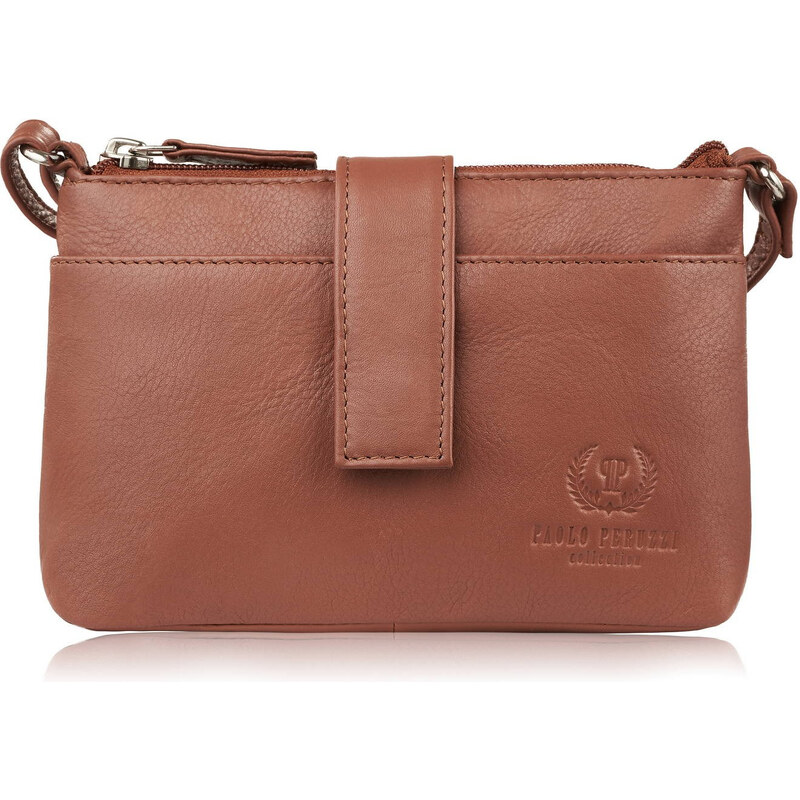Paolo Peruzzi Dámska kožená kabelka cez rameno malá SI-39-CG | koňak 57878182
