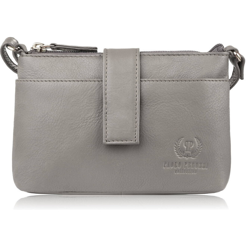 Paolo Peruzzi Dámska kožená kabelka cez rameno malá SI-39-GR | šedá SI 57878183