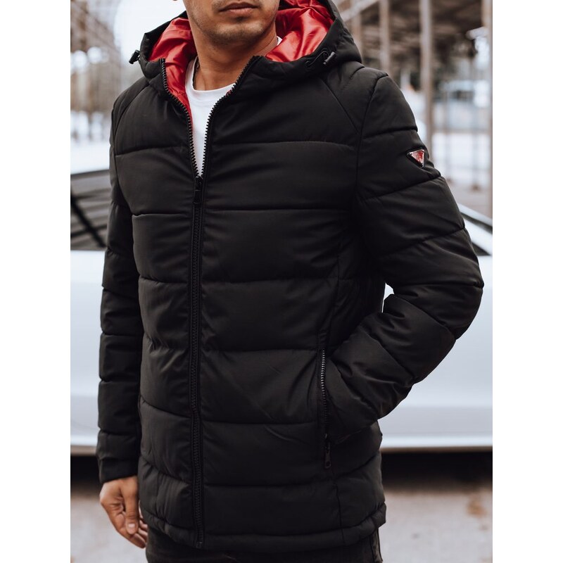 Dstreet Pánska zimná čierna bunda ladená do červena 65637919