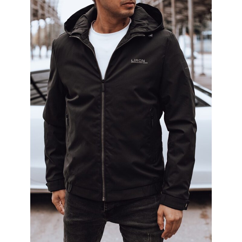 Dstreet Pánska prechodná čierna bunda s kapucňou 57883156