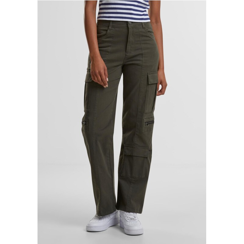 Urban Classics Womens Loose Utility Stretch Twill Olive Cargo Pants 57909584