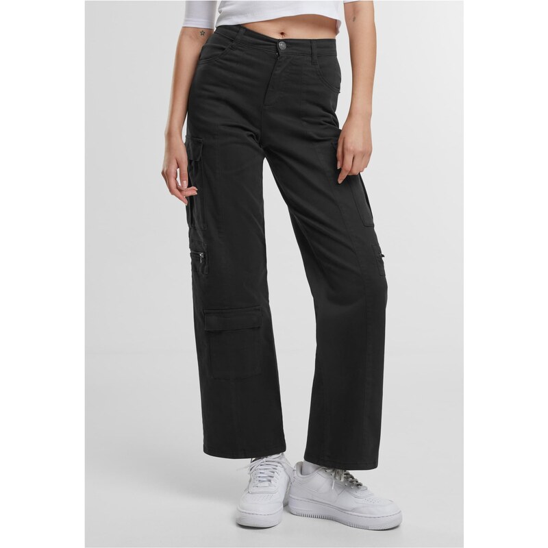 Urban Classics Womens Loose Utility Stretch Twill black cargo pants 57909601