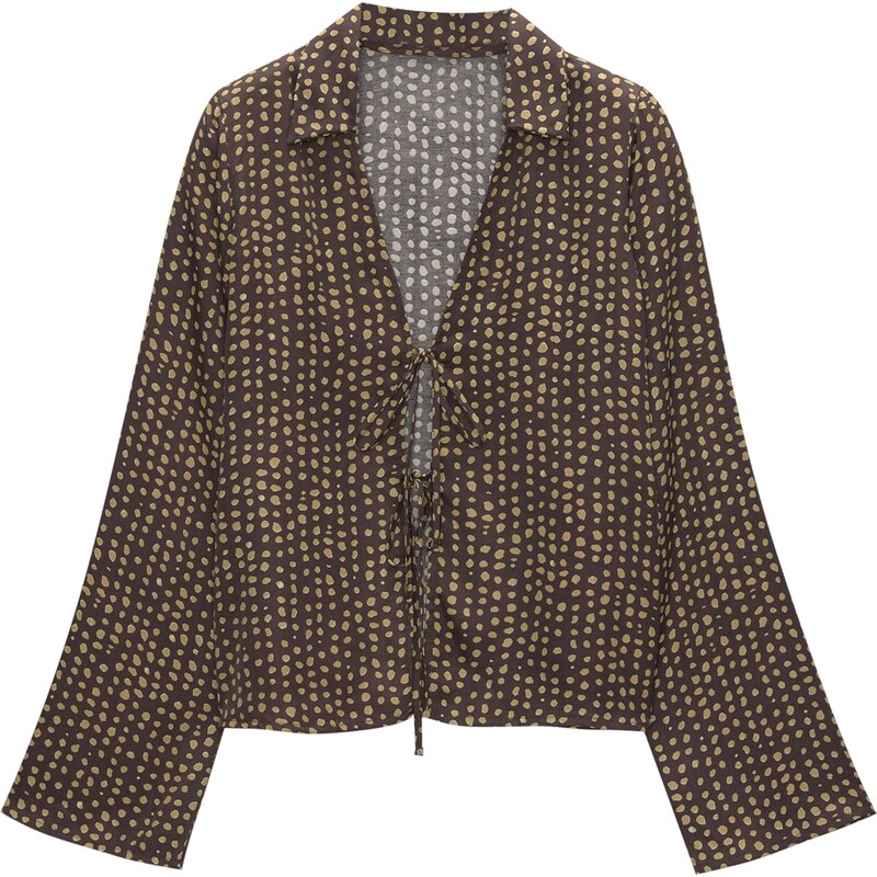 Pull&Bear Blúzka tmavohnedá / žltá 57917850