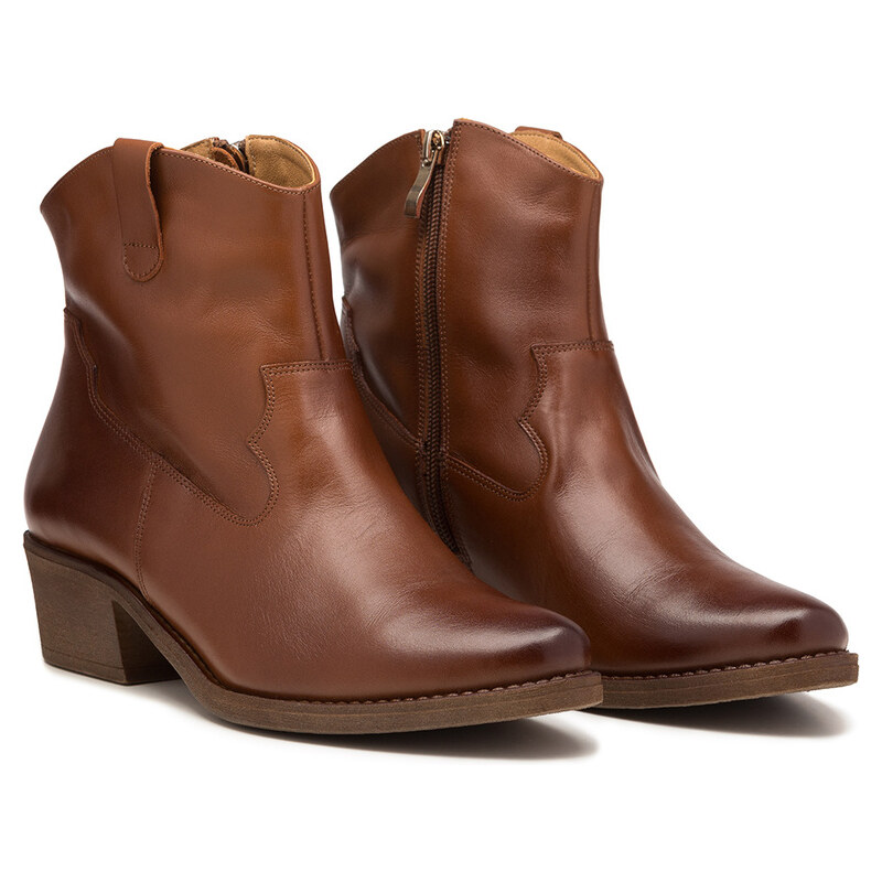 BUTDAM Hnedé kožené členkové kozačky DALLAS 57919703