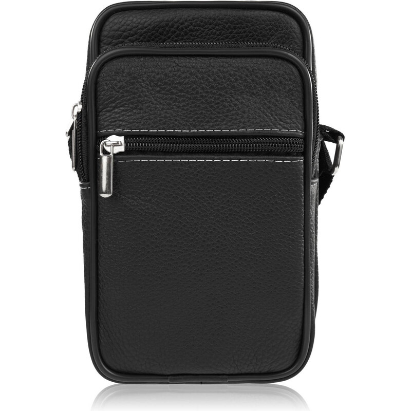 Abruzzo Pánska kožená taška cez rameno malá ABR-37 | čierna ABR-37 57919949