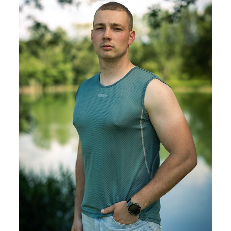 TERMOVEL Zelené pánske tričko QUADRE SCAMPOLO 57928131