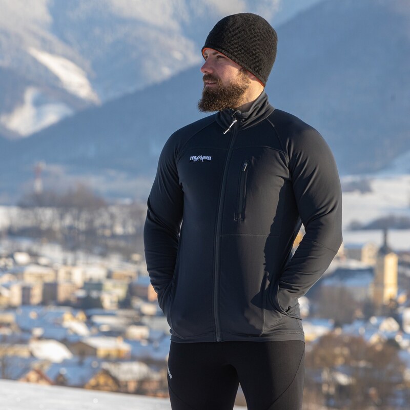 TERMOVEL Čierna pánska funkčná mikina na zips 57928140