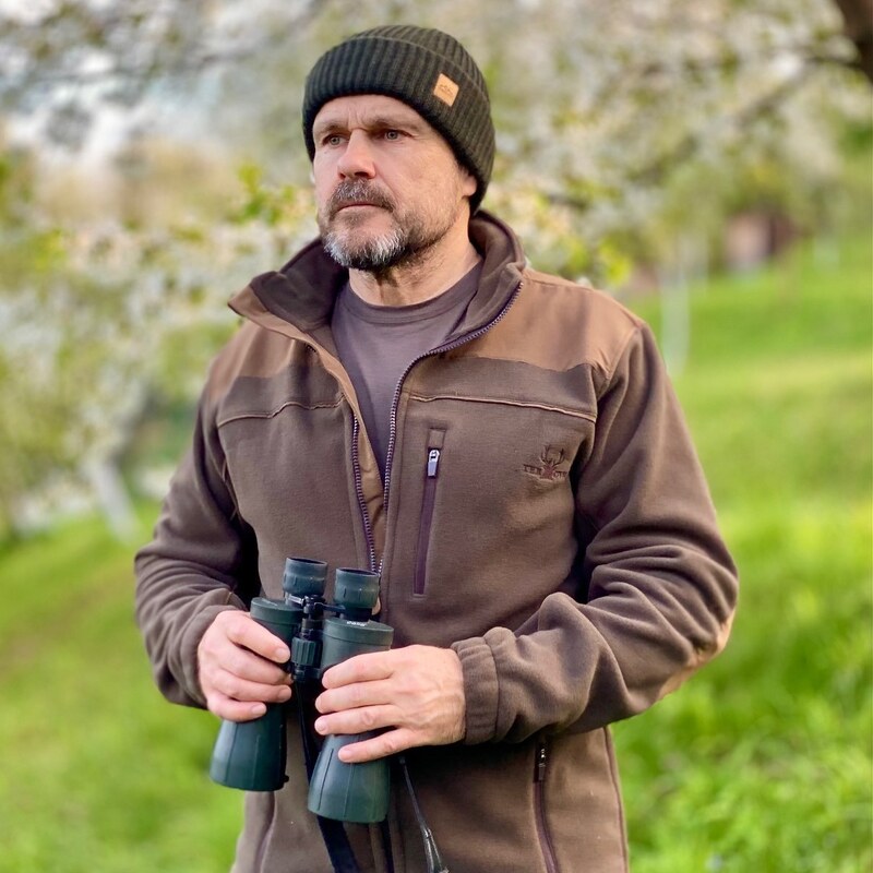 TERMOVEL Pánska fleecová hnedá mikina 57928136