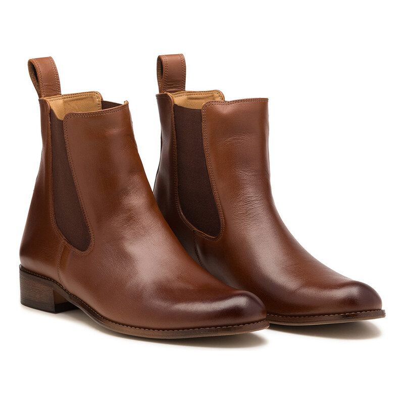 BUTDAM Hnedé členkové kožené čižmy Chelsea MONTANA 57930784