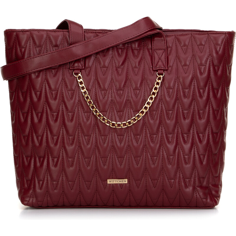 Wittchen Dámska shopperka z ekokože s geometrickým vzorom bordová 99 66065888