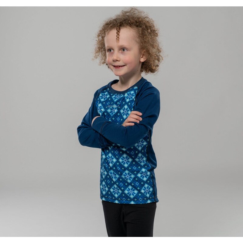 TERMOVEL Chlapčenské tmavomodré termo tričko so zimným motívom 57938181