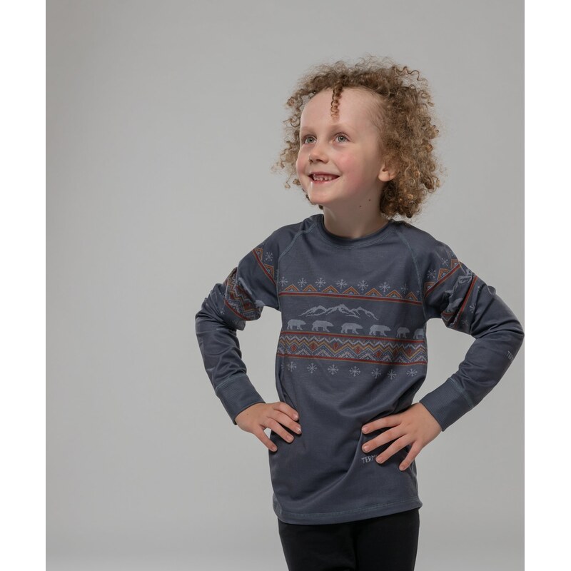 TERMOVEL Detské tmavosivé termo tričko so zimným motívom 57938190