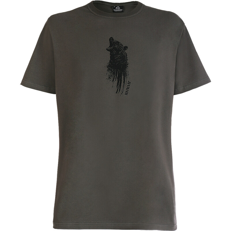 TERMOVEL Tmavozelené pánske tričko s potlačou medvedej hlavy 57938194