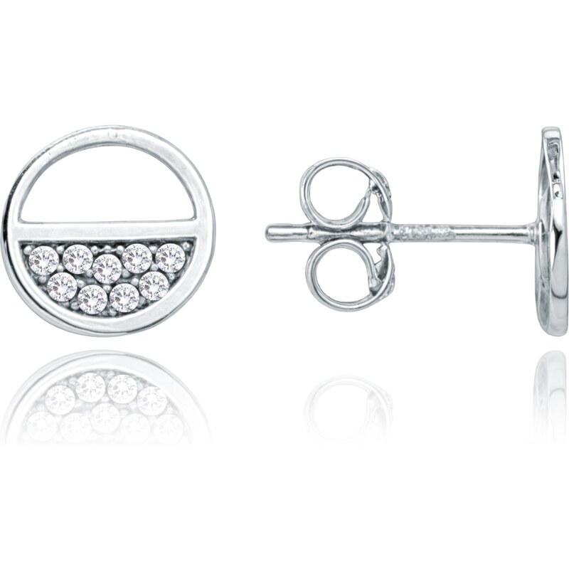OLIVIE MINET Elegantné zlaté náušnice z bieleho zlata s bielymi 65013863