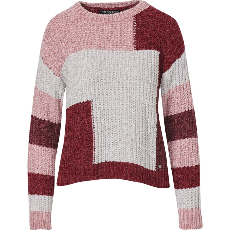 KOROSHI Sveter hnedá / svetloružová / biela ako vlna 57942682