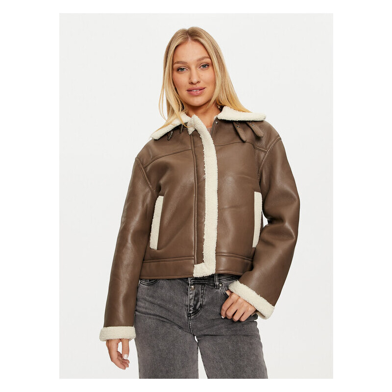 Bunda z imitácie kože Pieces 60848225