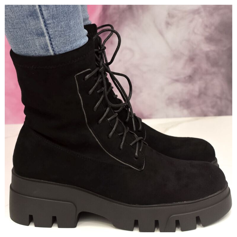 SS Dámske semišové čierne topánky BEKY 57943964