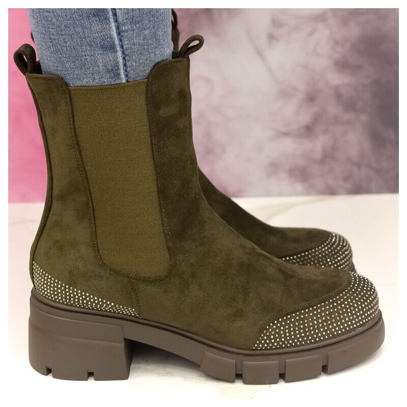 SS Dámske semišové tmavozelené topánky LANA 57943972