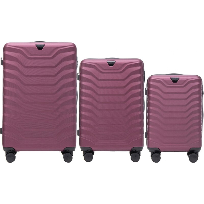 Tmavoružová 3dielna sada kufrov PEAFOWL PEA01, Set of 3 suitcases (L,M 57956430