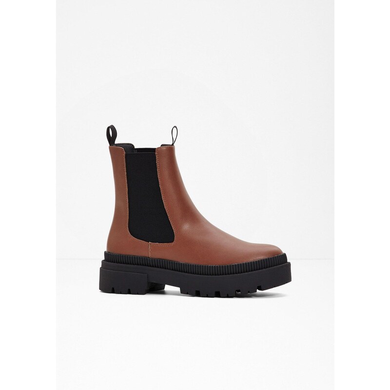 bonprix Chelsea čižmy s profilovanou podrážkou, farba hnedá 57962765