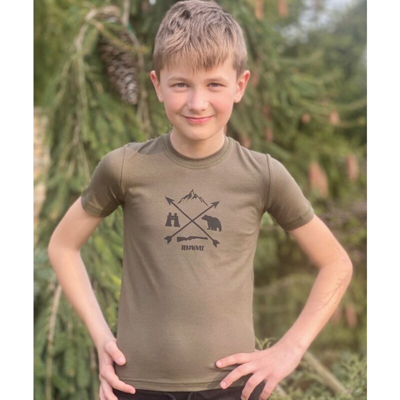 TERMOVEL Khaki detské tričko s potlačou šípov 57962904