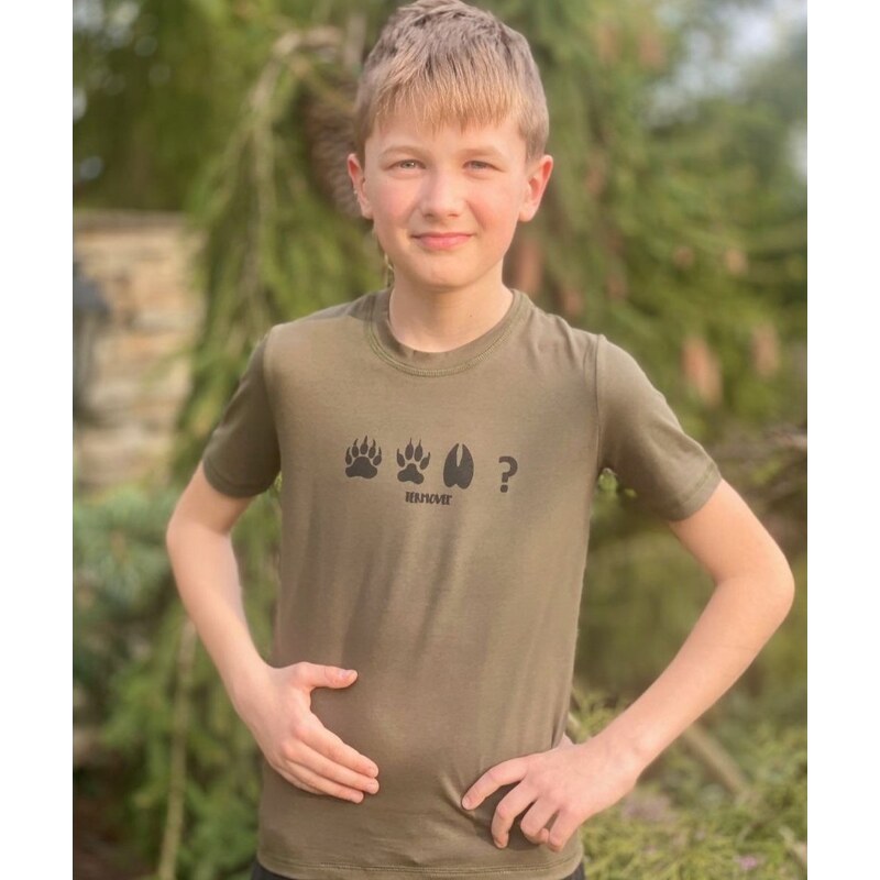 TERMOVEL Khaki chlapčenské tričko s potlačou zvieracích stôp 57962906
