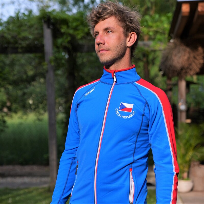 TERMOVEL Pánska celoročná mikina na zips vo farbách trikolóry 57962915