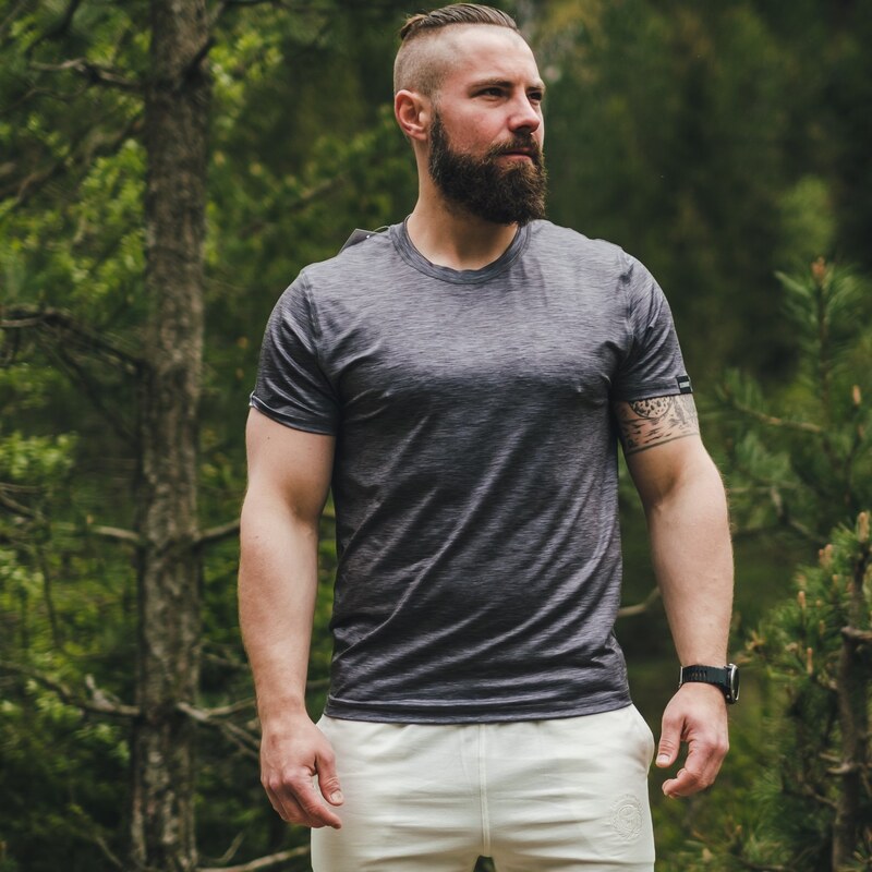 TERMOVEL Sivé pánske športové tričko s krátkym rukávom 57962922