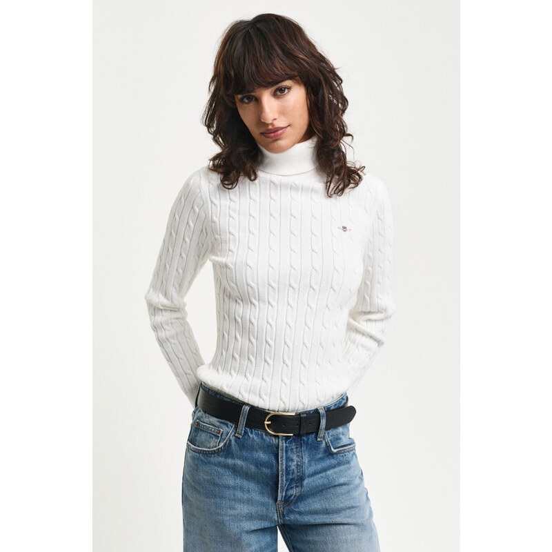 ROLÁK GANT STRETCH COTTON CABLE TURTLENECK EGGSHELL 56361788