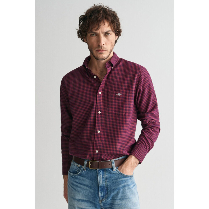 KOŠEĽA GANT REG MICROCHECK FLANNEL SHIRT WINE RED 57412733
