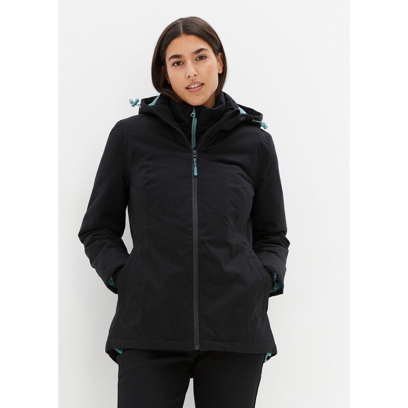 bonprix Funkčná bunda v 2-v-1 vzhľade, nepremokavá, farba čierna 44791084
