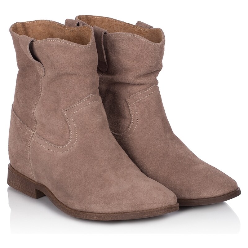 BUTDAM Klinové hnedé kožené členkové čižmy TIVOLLI zo semišu 57930794