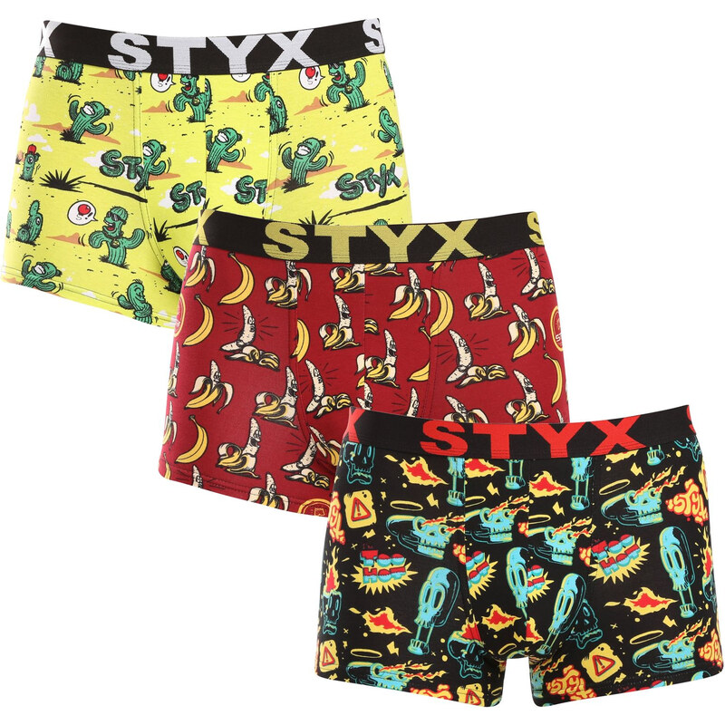 3PACK pánske boxerky Styx art športová guma viacfarebné (3G13198) 58018651