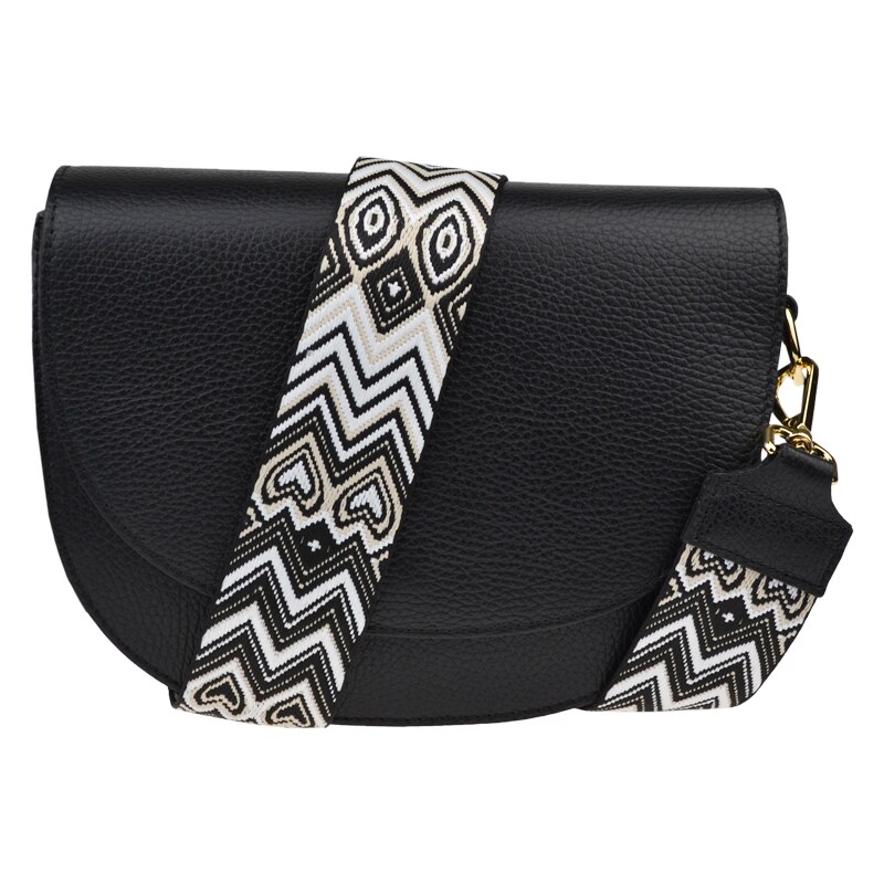 Čierna kožená talianska crossbody kabelka Ramona Nera s prídavným 58019332