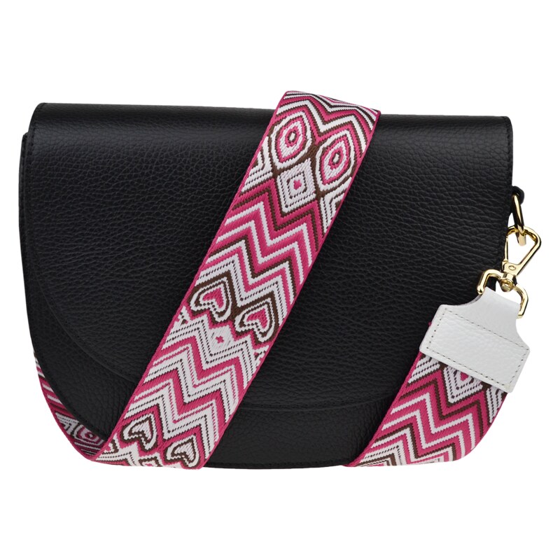 Čierna kožená talianska crossbody kabelka Ramona Nera s prídavným 58019333