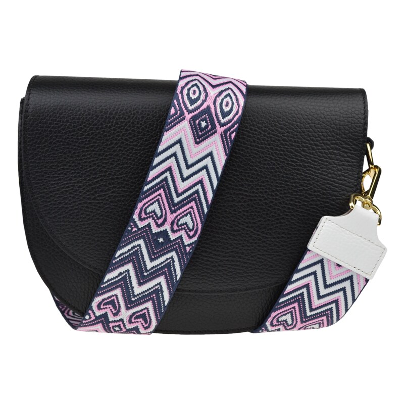 Čierna kožená talianska crossbody kabelka Ramona Nera s prídavným 58019334