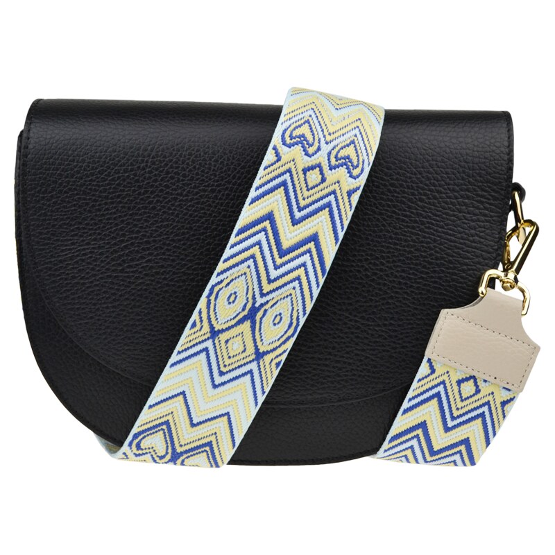 Čierna kožená talianska crossbody kabelka Ramona Nera s prídavným 58019335