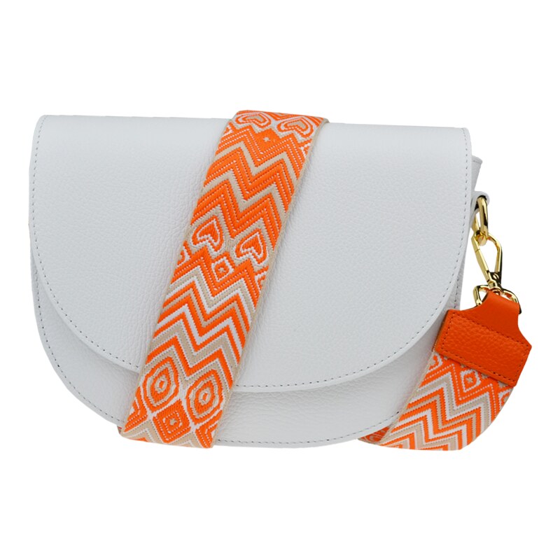 Biela kožená talianska crossbody kabelka Ramona Bianca s prídavným 58019337