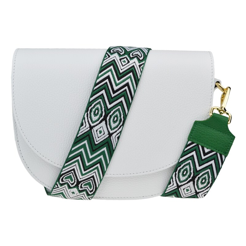 Biela kožená talianska crossbody kabelka Ramona Bianca s prídavným 58019338