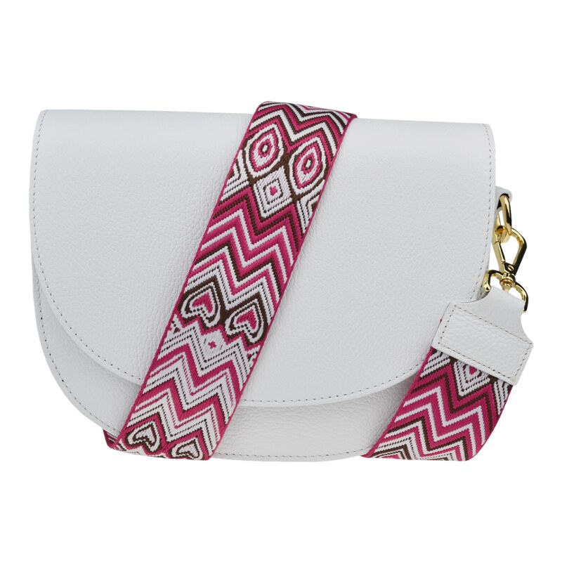 Biela kožená talianska crossbody kabelka Ramona Bianca s prídavným 58019339