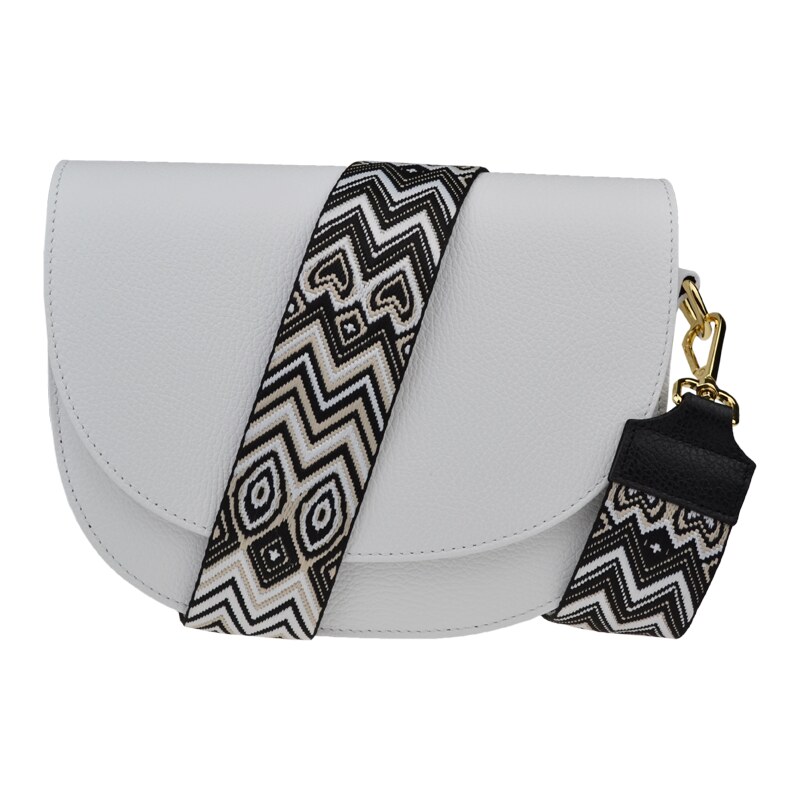 Biela kožená talianska crossbody kabelka Ramona Bianca s prídavným 58019340