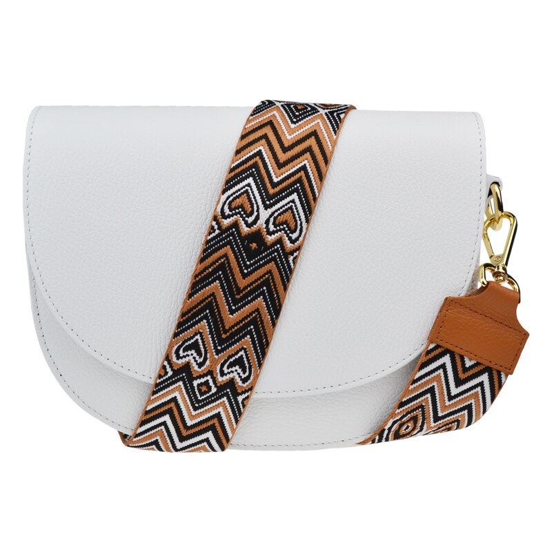 Biela kožená talianska crossbody kabelka Ramona Bianca s prídavným 58019342