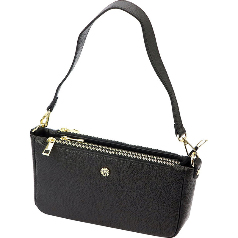 Kožená čierna crossbody kabelka trojzipsová Gregorio 1740 58130343