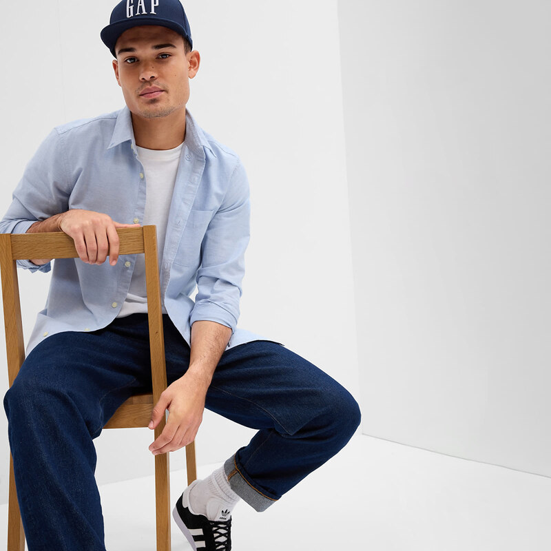 Košeľa GAP Stardard Oxford Shirt Blue Opal XL 67793025