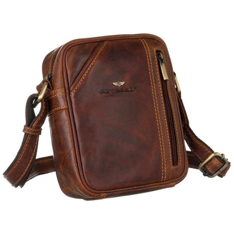 Peterson Pánska kožená crossbody taška hnedá (KT229) 59793074
