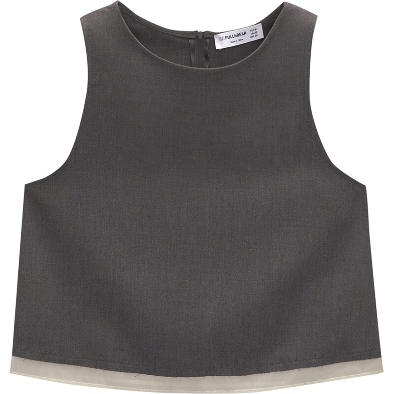 Pull&Bear Top tmavosivá / prírodná biela 58156400