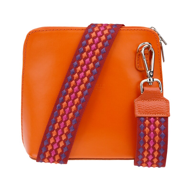 Oranžová kožená talianska crossbody kabelka Grana Arancione s 58161647
