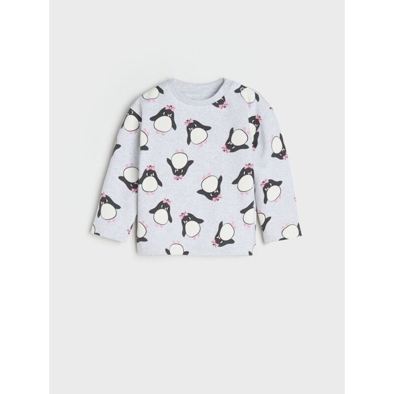 Sinsay - Tričko s dlhými rukávmi - svetlošedá 66302492