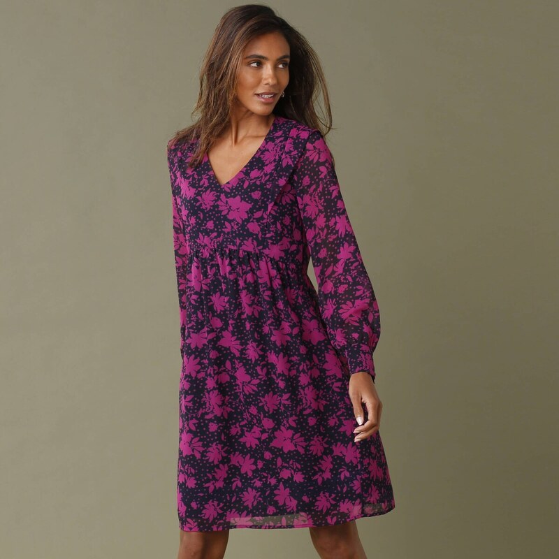 Voálové šaty s rastlinným vzorom nám.modrá/purpurová 042 Blancheporte 58166516